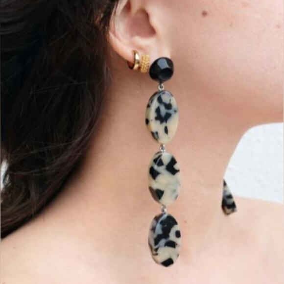 Rachel Comey Bond Drop Earring Dalmation Anthropologie Gray Black Dangle Jewelry - Picture 9 of 9